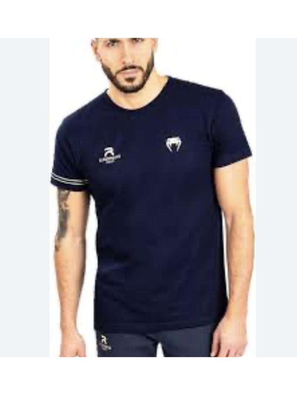Venum x Rajadamnern Collaboration Blue Gold Logo Men's T-Shirt Size Small